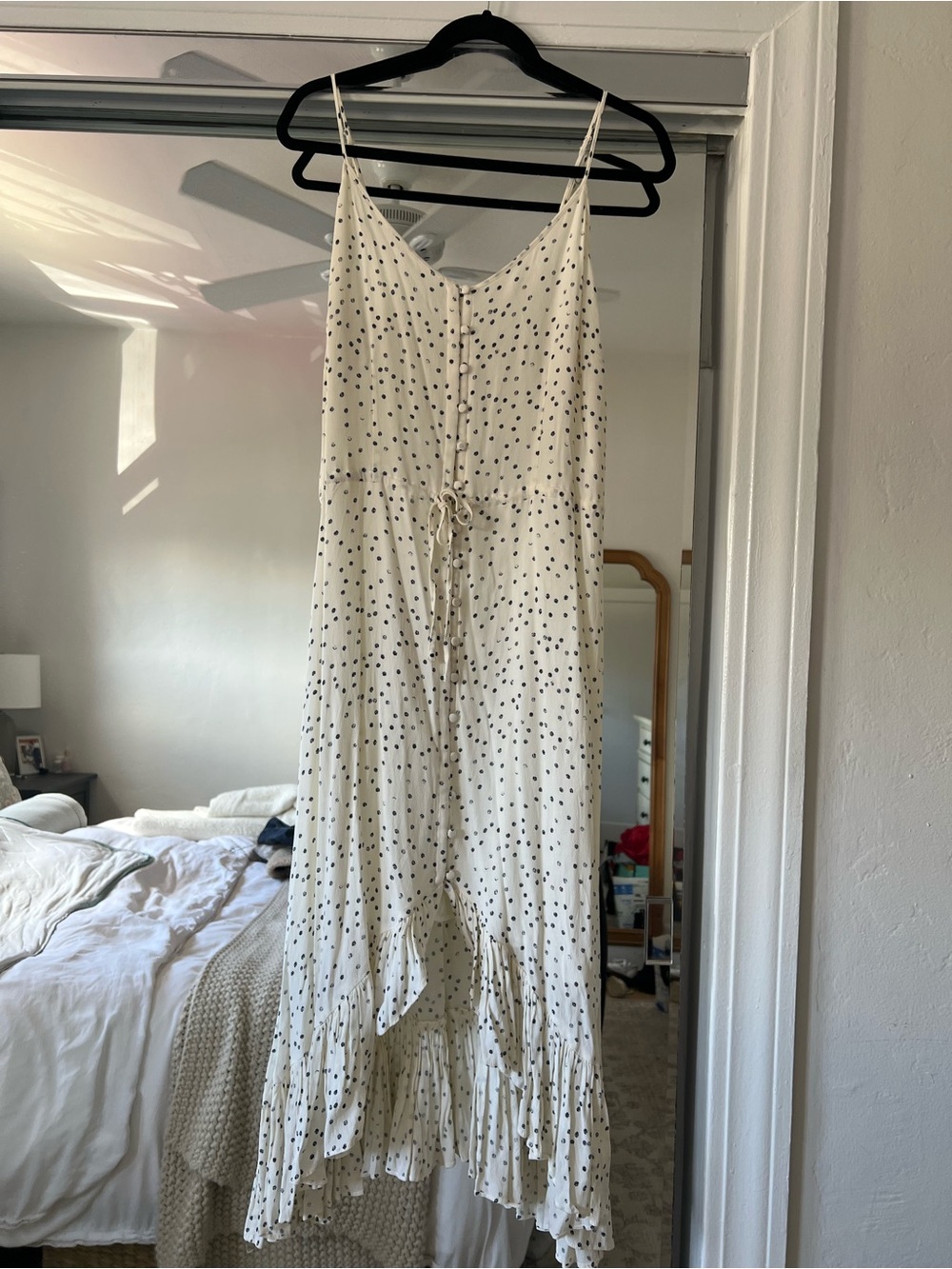 Rails Ivory Polka Dot Maxi Dress with Ruffle Hem